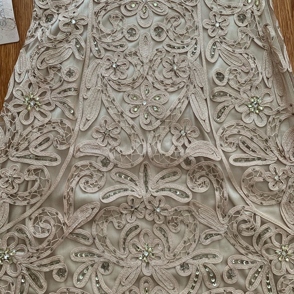 SUE WONG 8 Champagne Beige Nude Beaded Embroidered Cocktail Formal dress - Picture 4 of 16